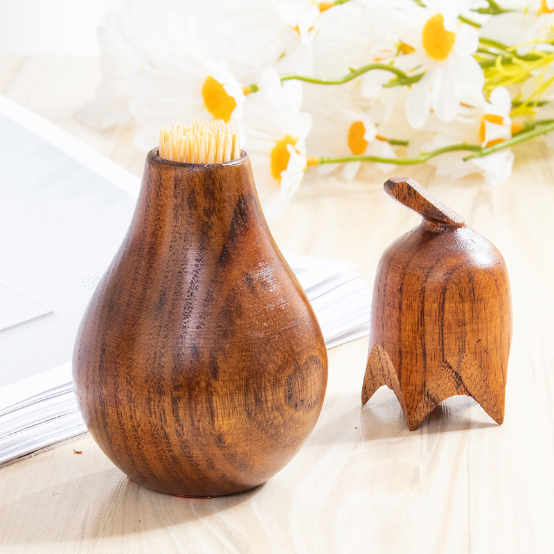 Portable wooden toothpick container, small toothpick bottle, bamboo wood toothpick tube, simple household restaurant toothpick box