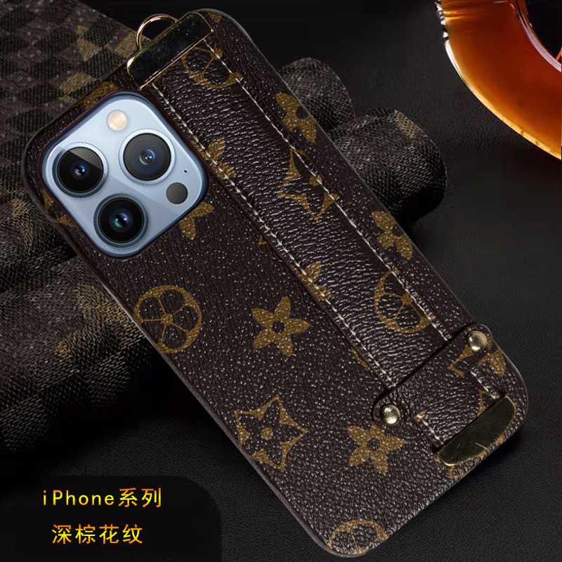 Applicable iPhone 13 phone case leather Apple 13 Pro Max wrist strap wrist protective case XR