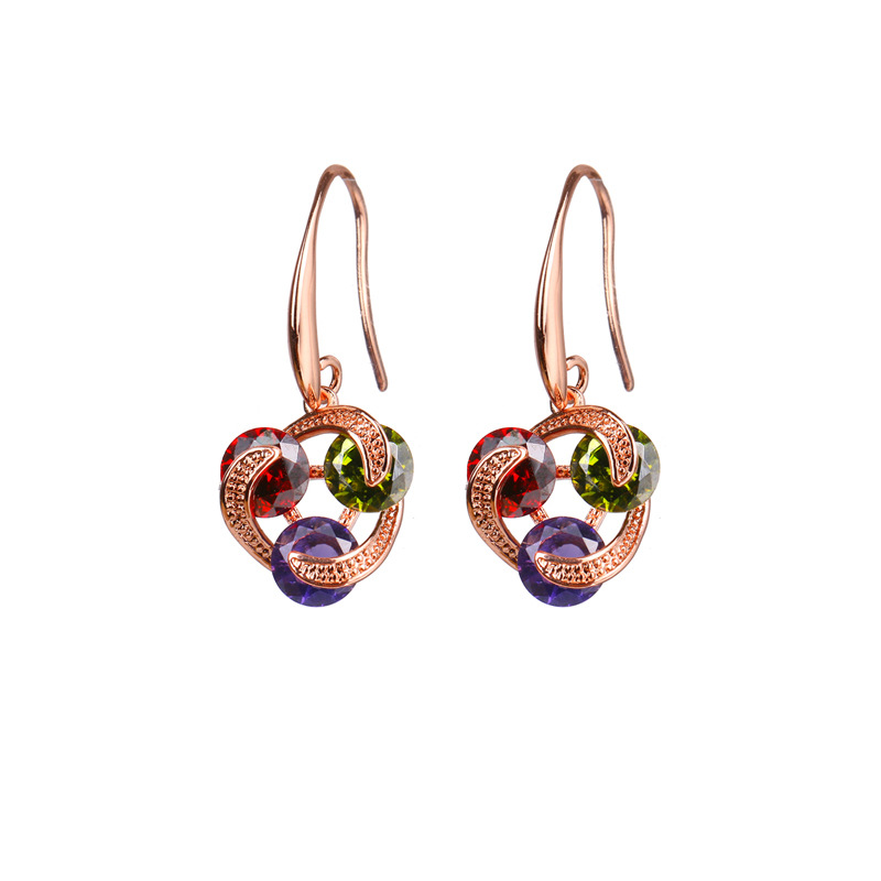 Colorful zircon earrings women earrings copper micro-set zircon luxury jewelry