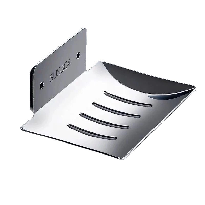Drainage wall-mounted 304 stainless steel no-drilling soap box bathroom shower organizer soap dish holder