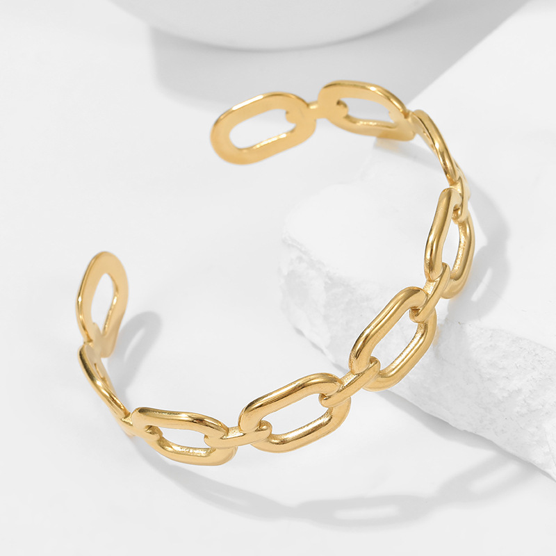 Titanium steel bracelet adjustable stainless steel bracelet women exaggerated open bangle