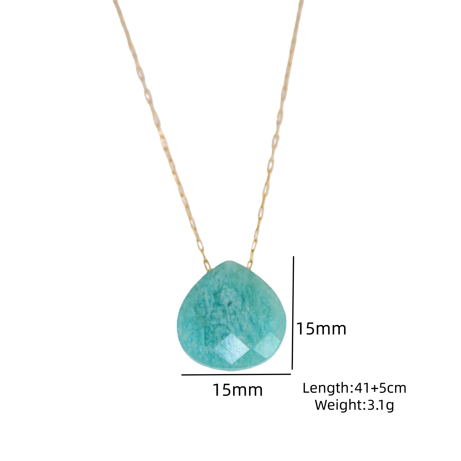 Blue Series Amazonite Stainless Steel 14K Gold Necklace Simple Handmade Necklace