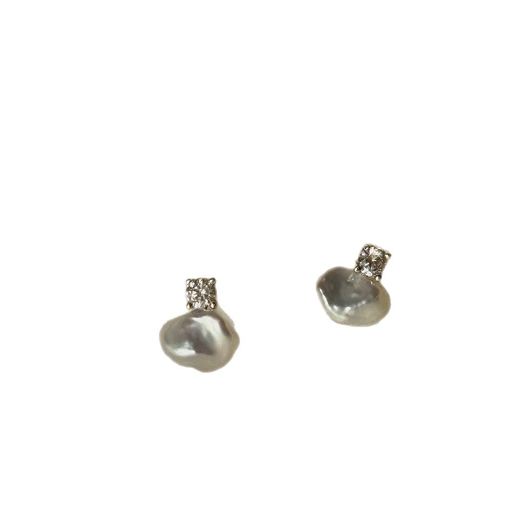 Natural Freshwater Baroque Pearl Earrings Women S925 Silver Needle Earrings