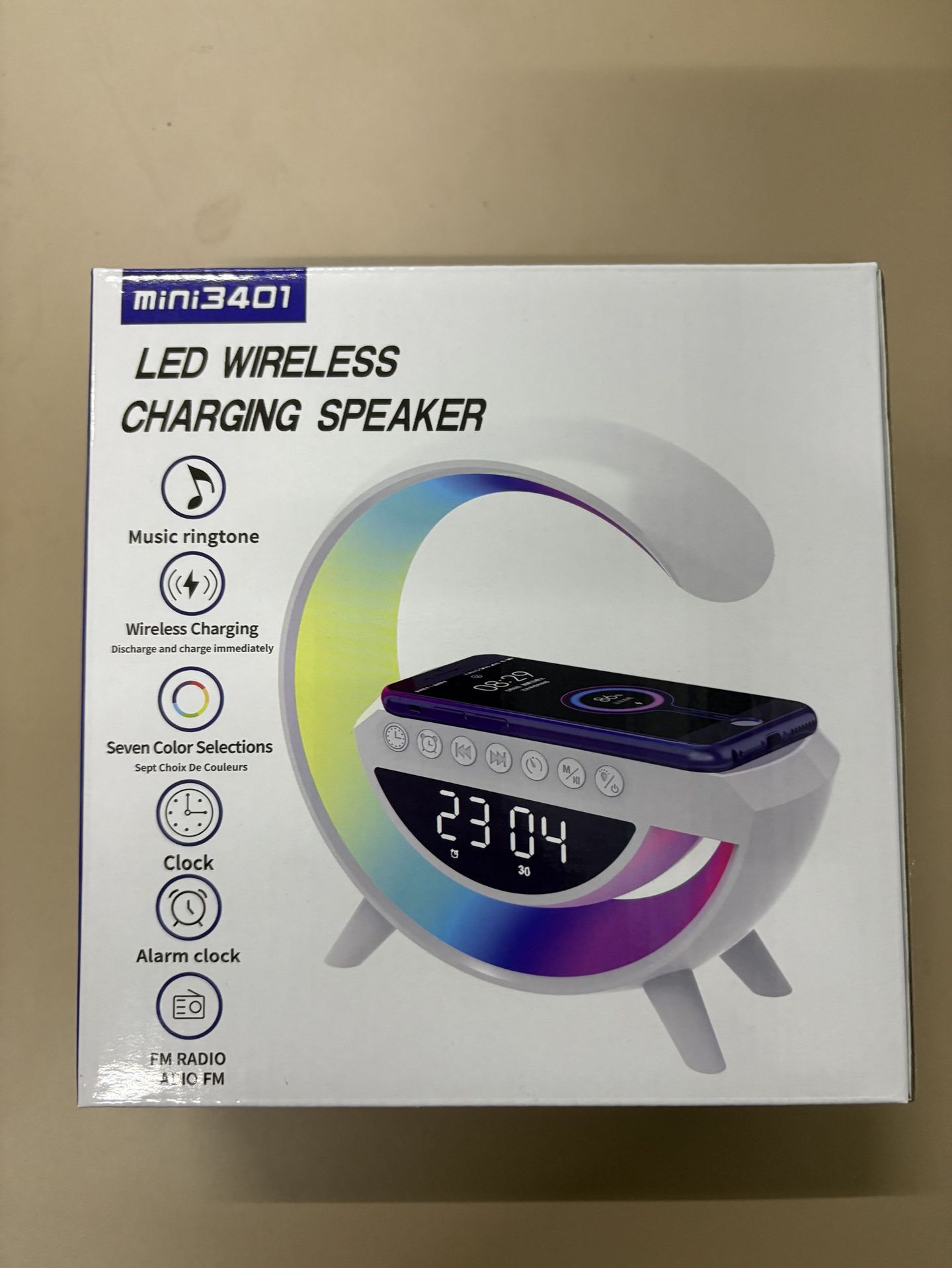 Big G Bluetooth speaker 3401 colorful light alarm clock desktop multi-function wireless charging USB subwoofer