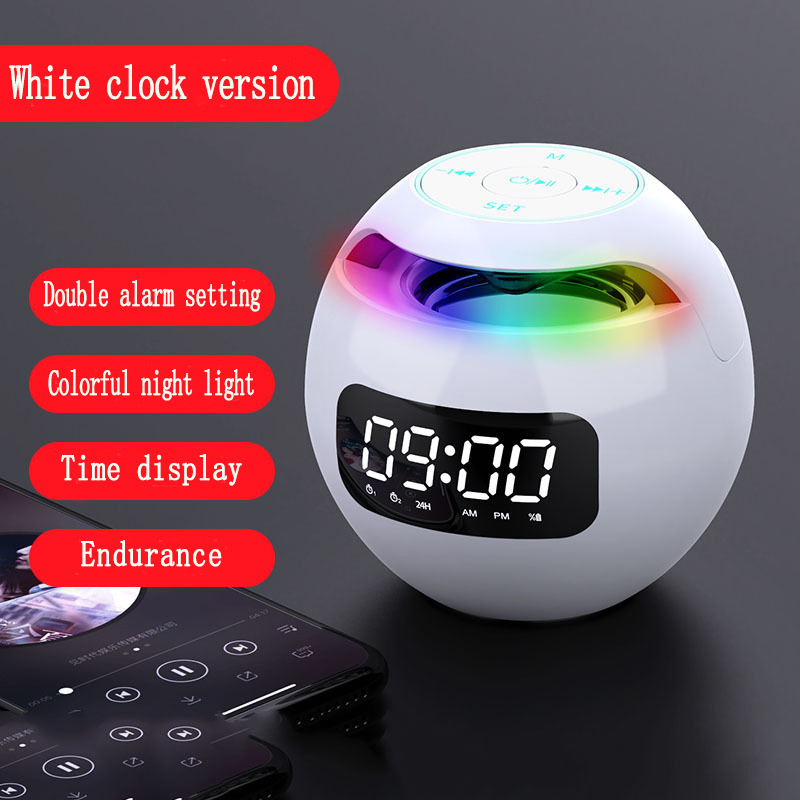 New Clock Colorful Bluetooth Speaker Mini Portable Home Round Ball Plug-in Card Small Steel Cannon Computer Audio
