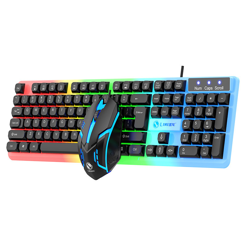 LIMEIDE Upgraded GTX350 Illuminated Keyboard Mouse USB Mechanical Feel Wired Spherical Keycap Set