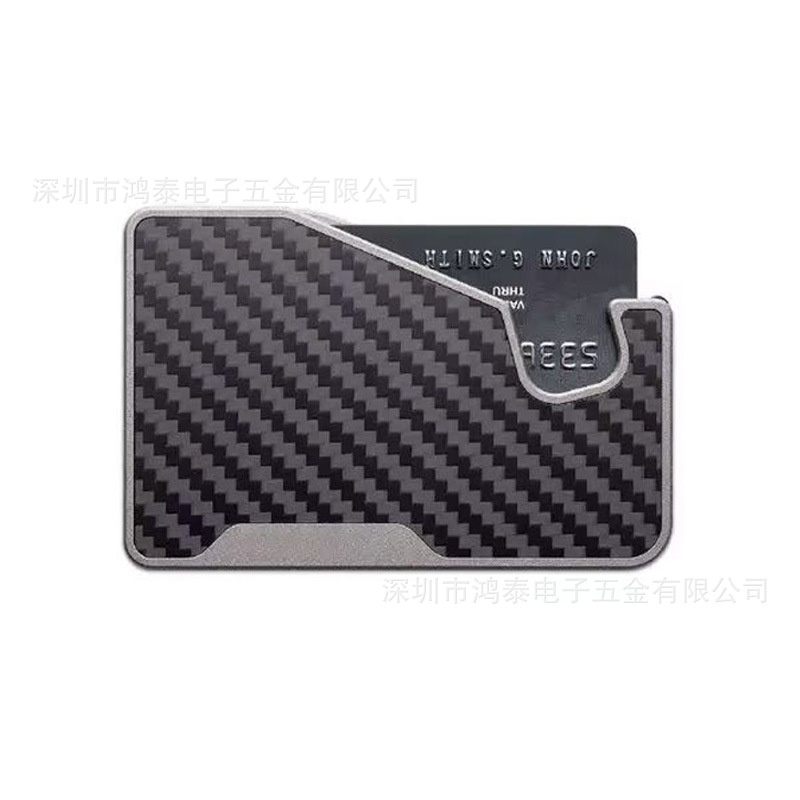 Magnetic Card Holder for Apple Android Phone Aluminum Alloy Card Case Auto Pop-Up Carbon Fiber Metal Card Clip