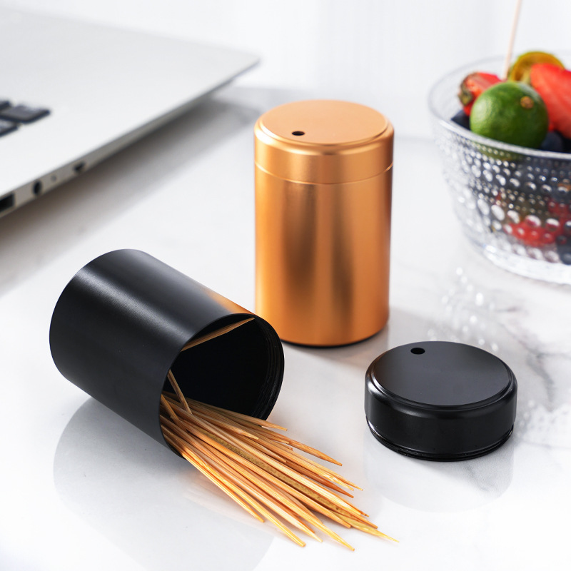New Toothpick Holder Wind Toothpick Can Hotel Restaurant Aluminum Titanium Alloy Portable Toothpick Barrel