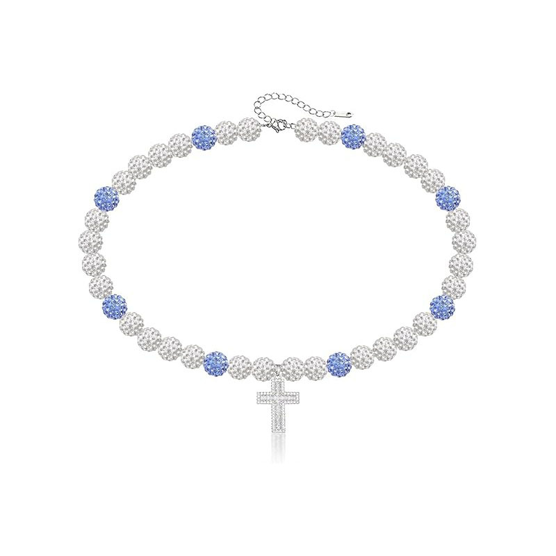 New Cross Colorful Diamond Ball Necklace Hip Hop Style Clay Necklace