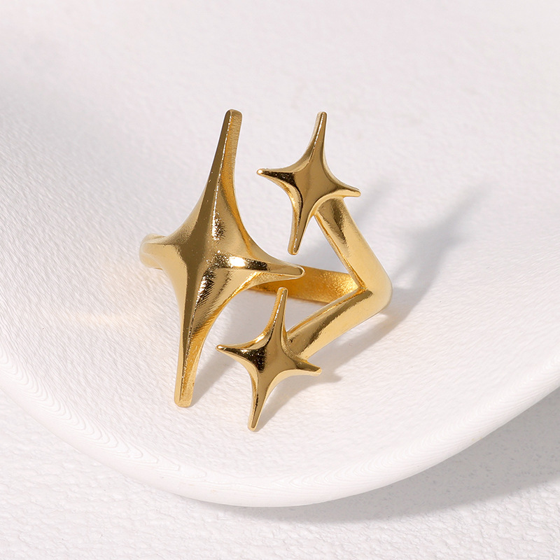 Sense star stainless steel ring simple gold-plated index finger ring