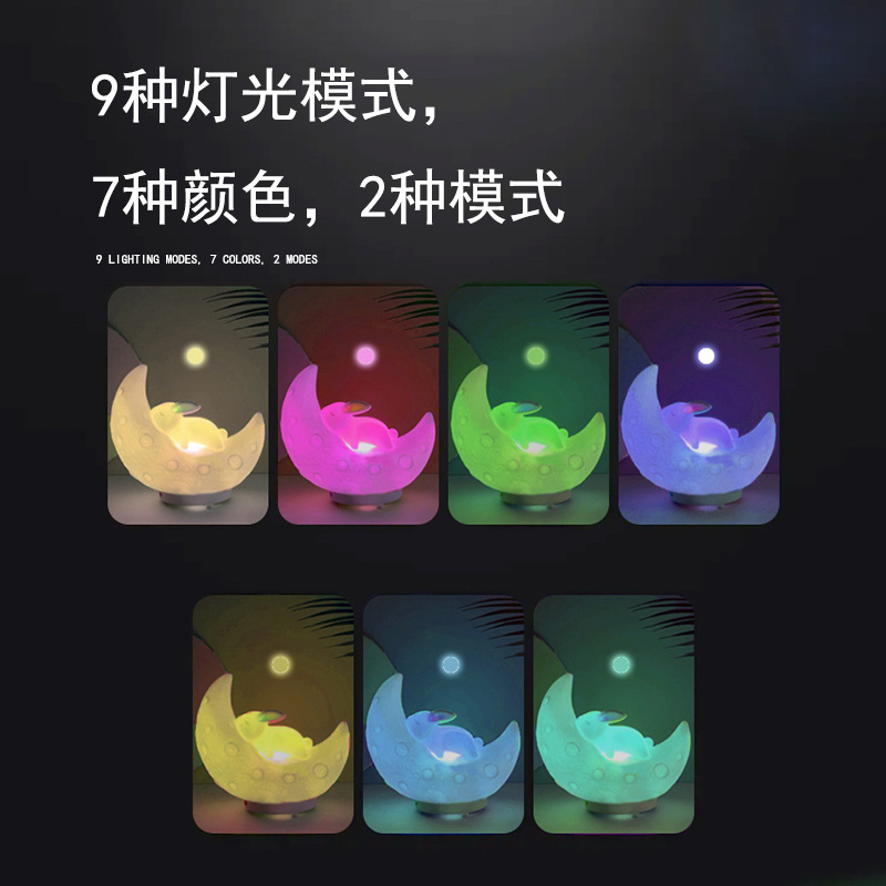 Crescent bunny tap light glowing Bluetooth speaker new gift birthday gift ornament audio Y-533