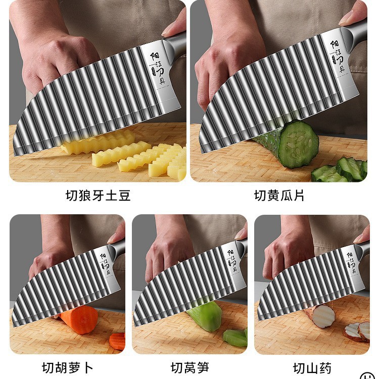 Potato knife, corrugated wave, commercial 304 stainless steel multi-functional knife, wolf tooth vegetable knife, new kitchen sanding