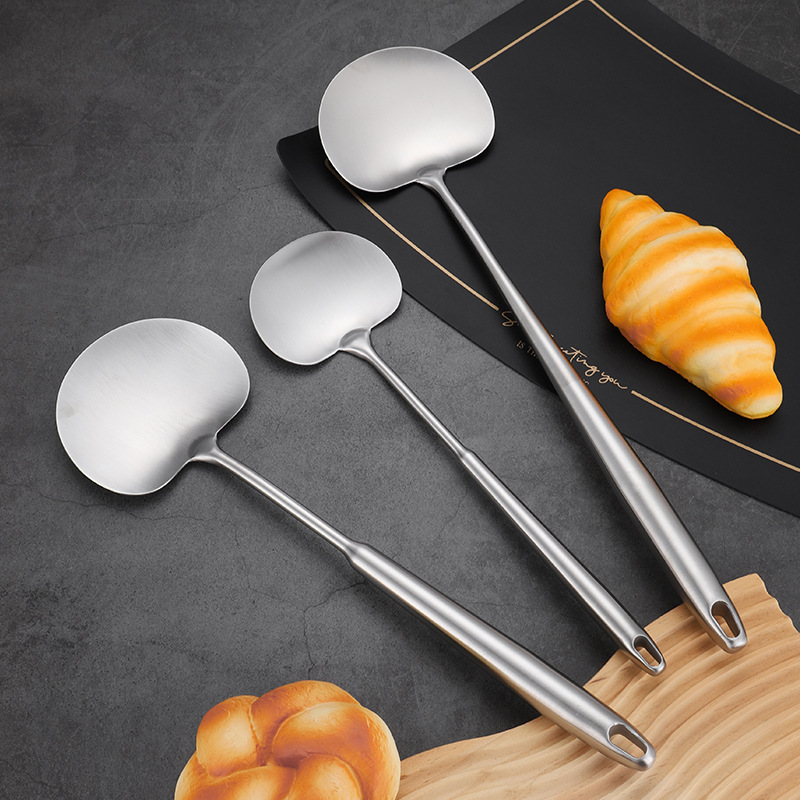 Thickened 304 stainless steel material spatula, household mushroom spatula, kitchen stir-fry spatula, extended handle anti-scald stir-fry spoon
