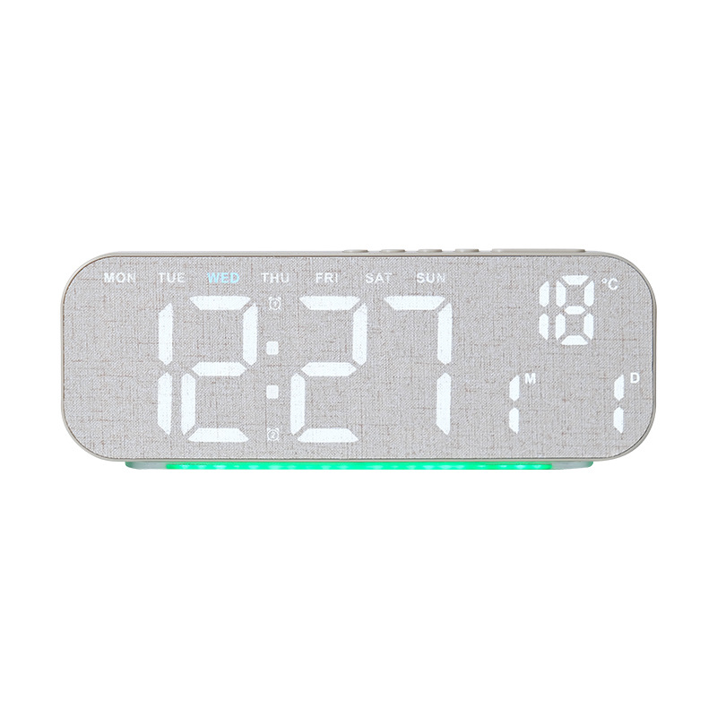 New LED Clock Large Screen Alarm Clock Simple Wood Grain Clock Table Clock Hangable GH
