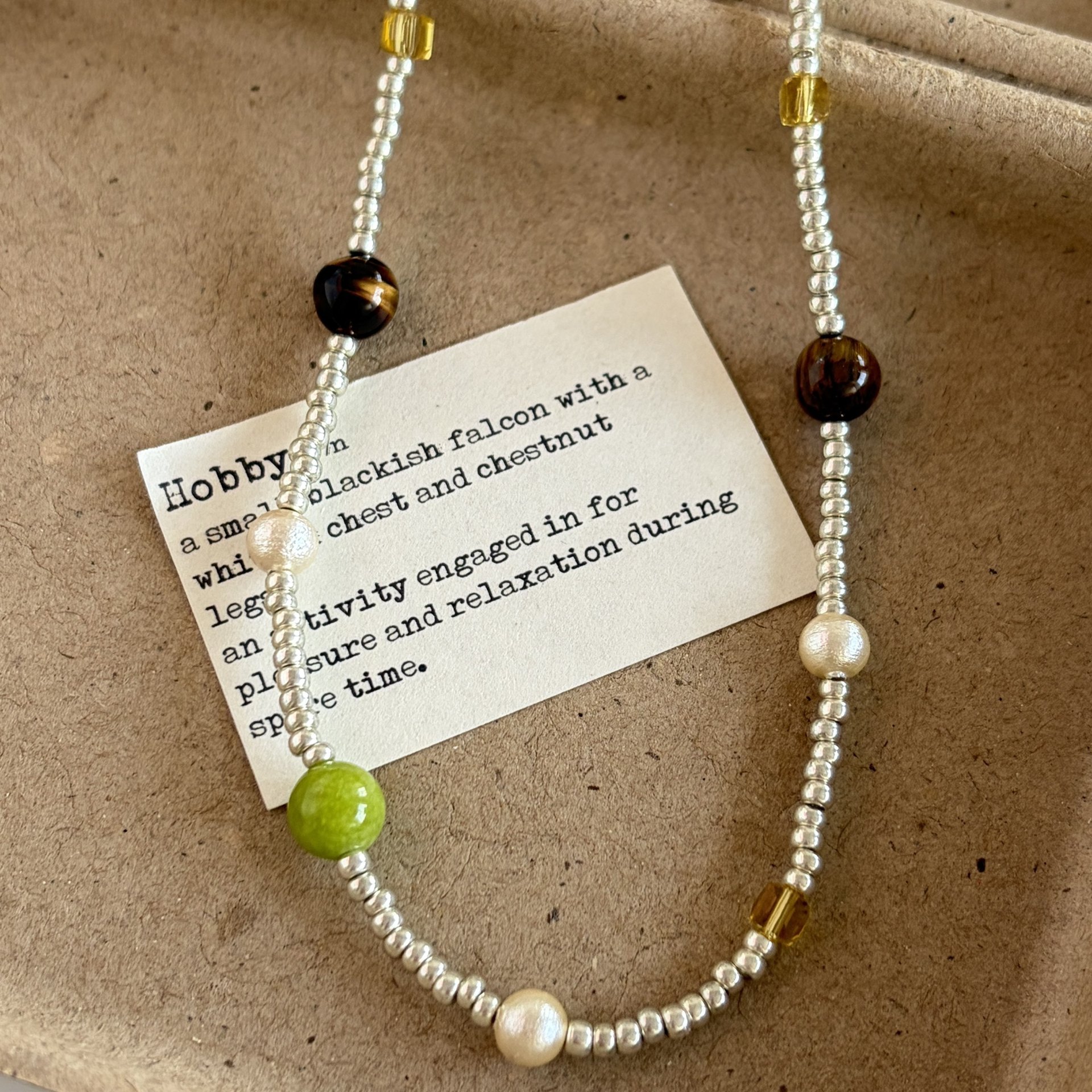 Natural Stone Tiger Eye Japanese Imported Seed Bead Handmade Beaded Necklace for Women Vacation Style Layering Choker Chain