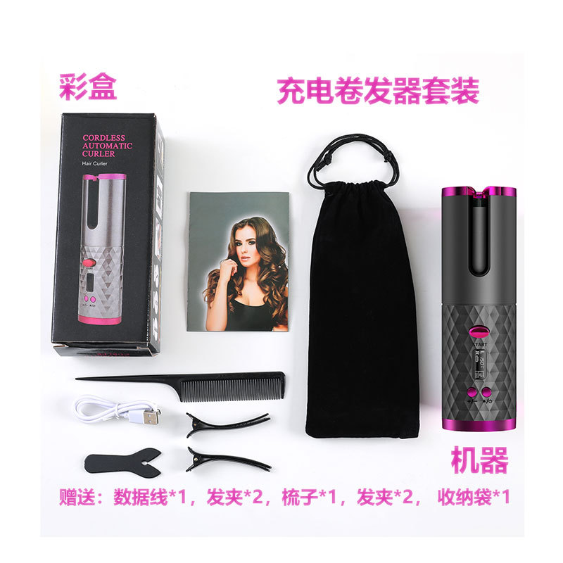 Anti-Scald LCD Automatic Curling Iron Dormitory Styling USB Charging Hair Curler Mini Curling Iron Automatic
