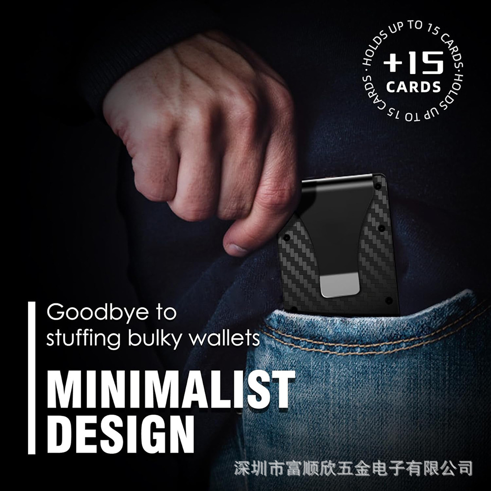 New Aluminum Alloy Metal Card Holder Carbon Fiber Wallet Money Clip RFID Metal Card Clip Blocking Technology