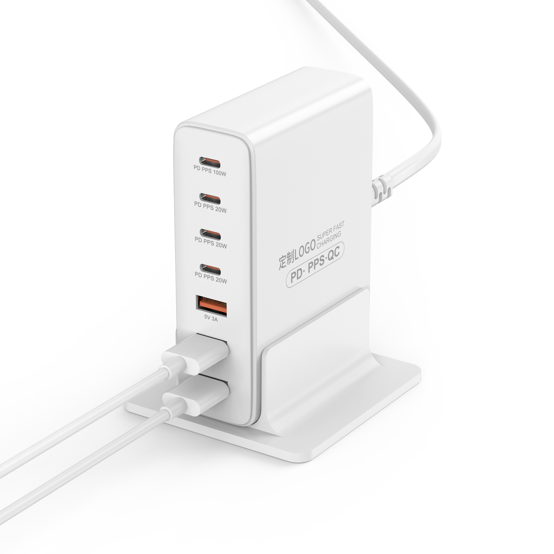 100W GaN Charger Fast Charging PD Multi-Port Charger qc3.0 Desktop Multi-Device Fast Charging Station