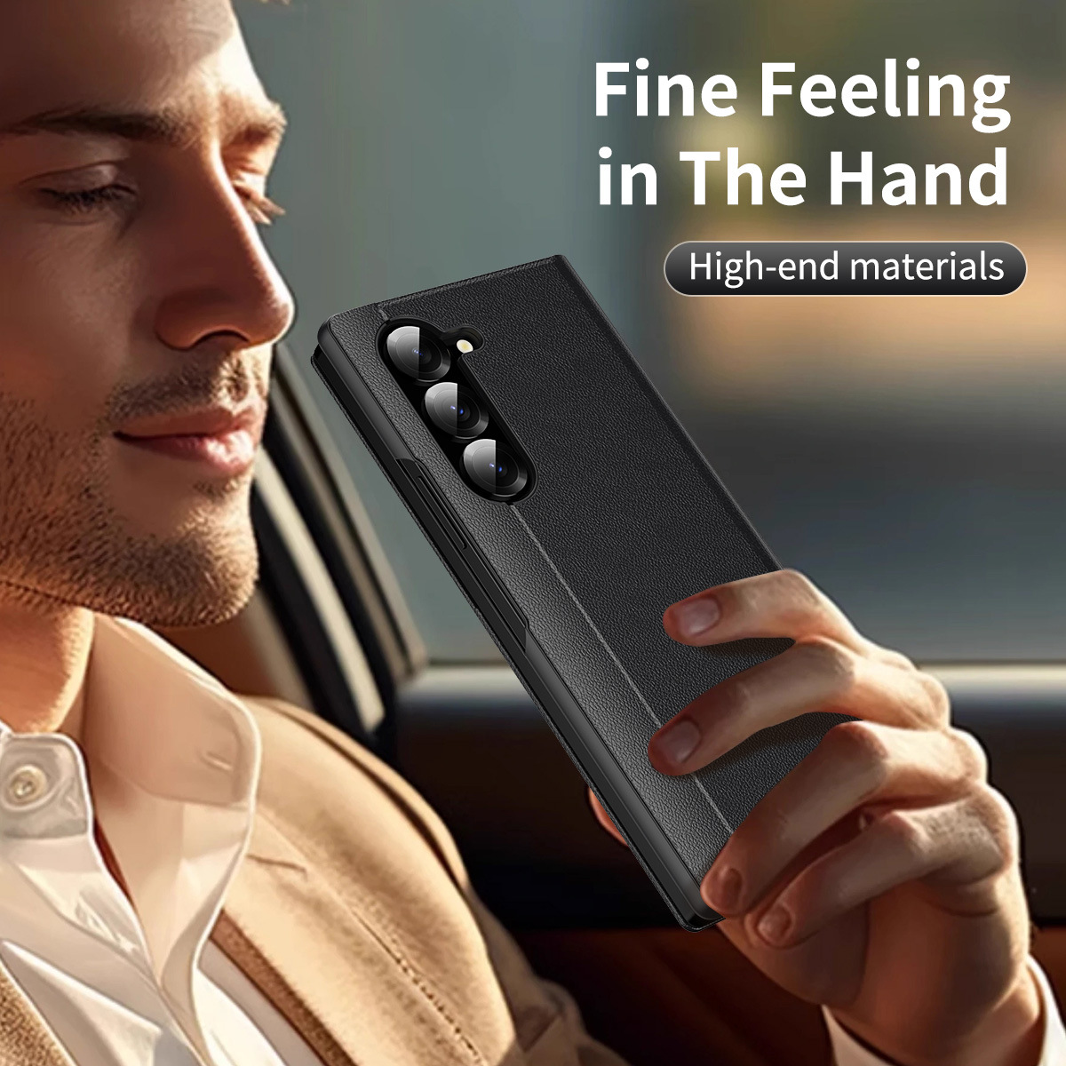 For Samsung Z Fold7/6 Phone Case Smart View Window Card Slot Business Leather Case Flip Cover Bracket Anti-Fall