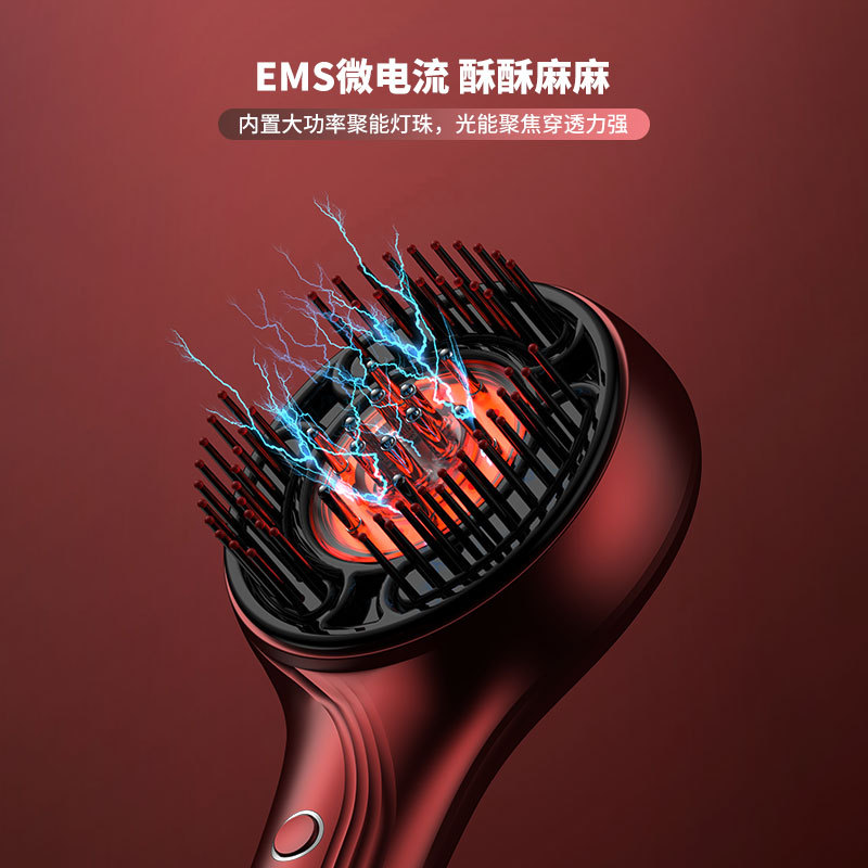 Red Light EMS Current Comb Conduction Comb Electric Massage Comb Scalp Applicator Head Massage Instrument Vibration