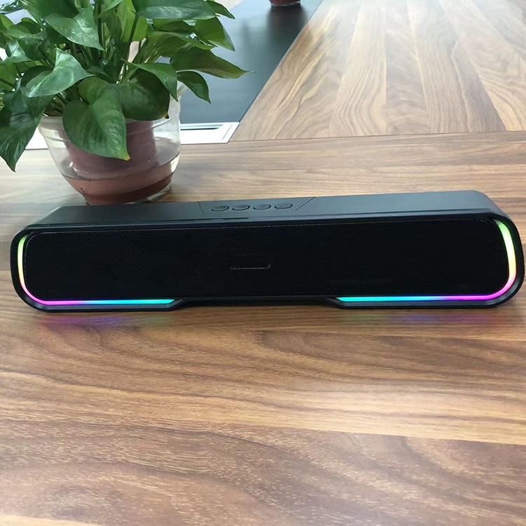 RGB Running Light Mini Soundbar Desktop Long Strip Portable Subwoofer High Power Bluetooth Speaker Wireless