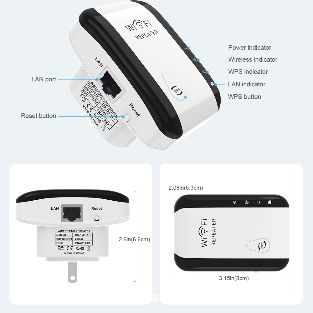 Custom Wifi 300Mbps Wi-Fi small bun repeater extender wireless signal booster