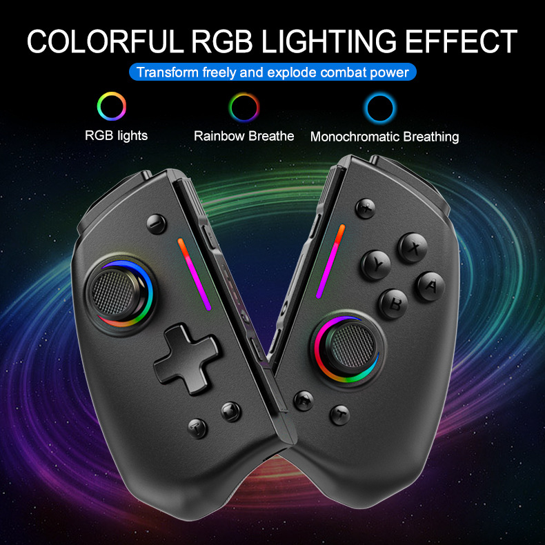 LinYuvo Lianyou switch joy con bluetooth handle colorful RGB light strip back button wireless left and right handle