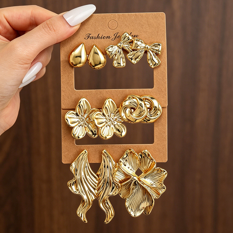EZ5959 INS Style Simple Earrings Metal Earrings Women's Accessories Set