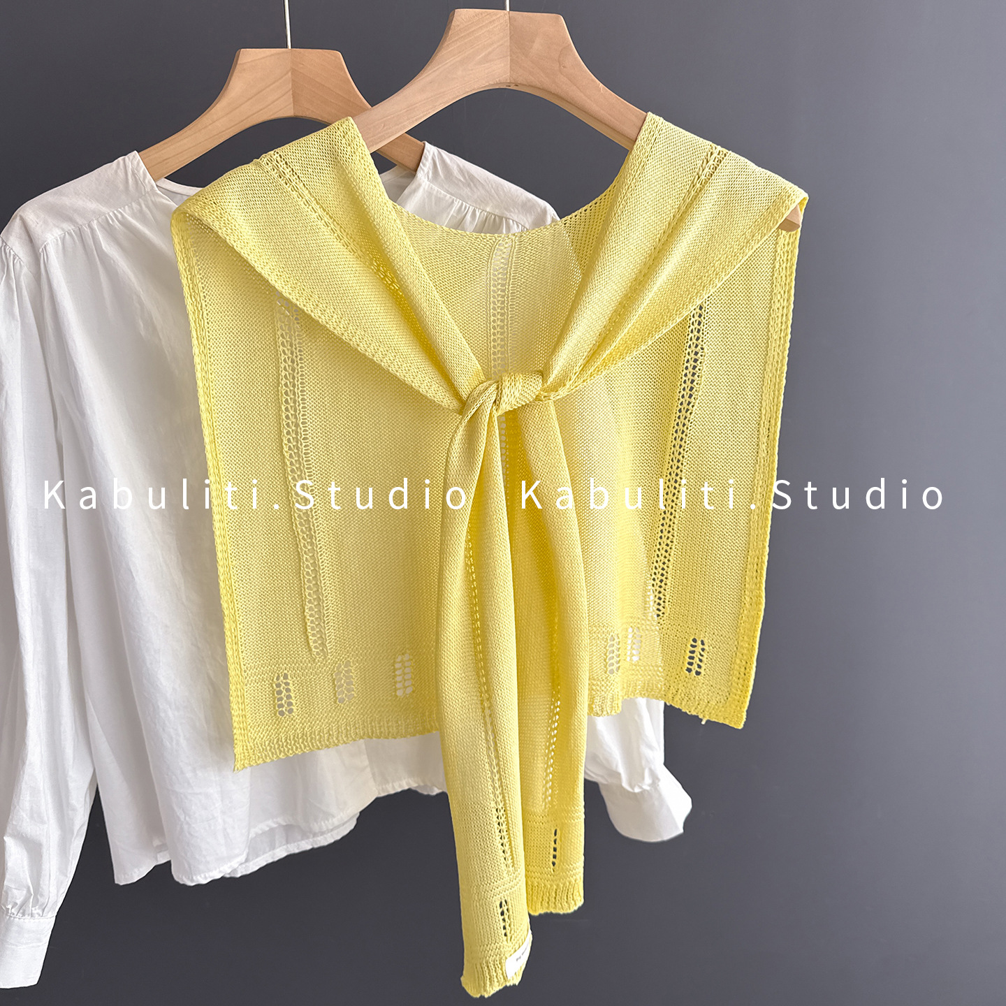 Outerwear knitted small shawl women off-white office air-conditioned room neck protection cape thin scarf matching shirt skirt