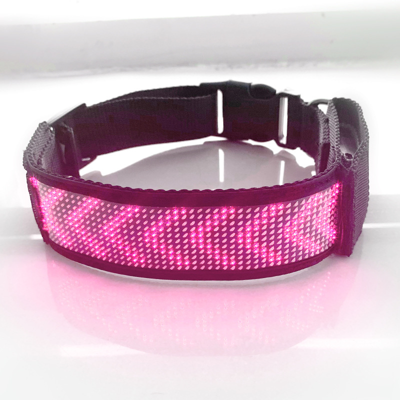 LED Display Pet Collar, Mobile-Controlled Monochrome Collar and Leash, Glowing LED Dog Collar