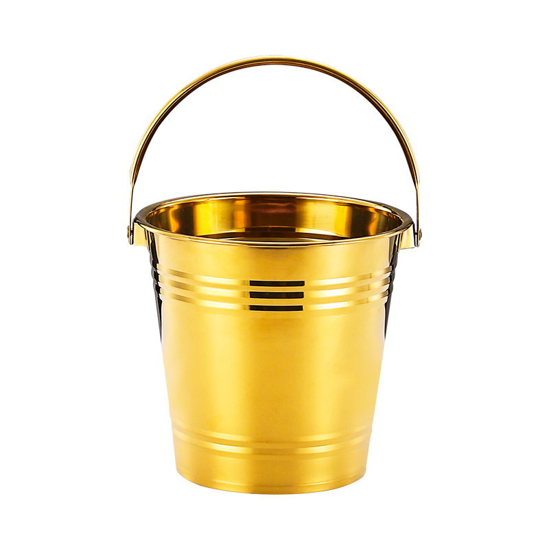 Small stainless steel ice bucket with ice tongs, thickened beer bucket, KTV bar supplies dry ice bucket