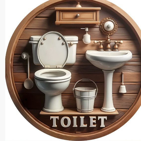 20*20*0.3cm · 木质厕所标语挂牌toilet升级版