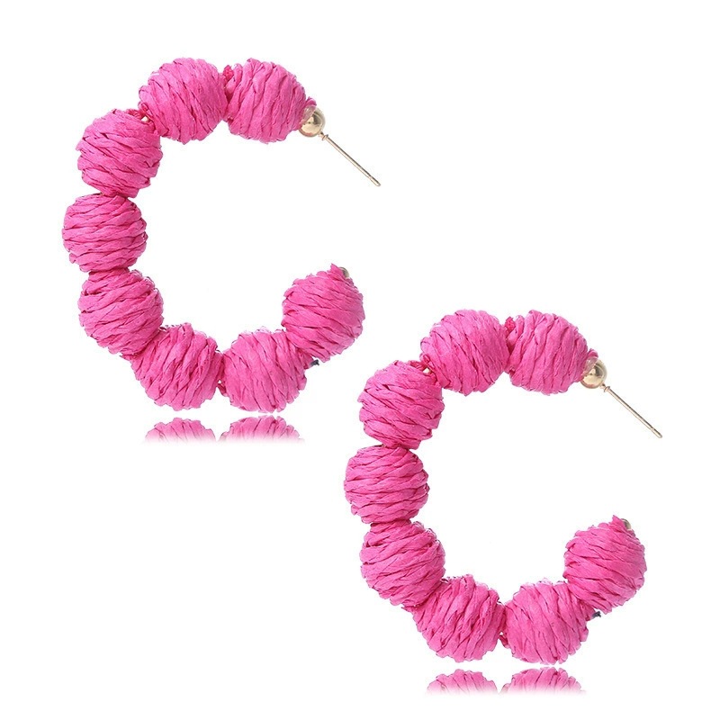 Colorful cute raffia earrings women purple blue unique bohemian earrings