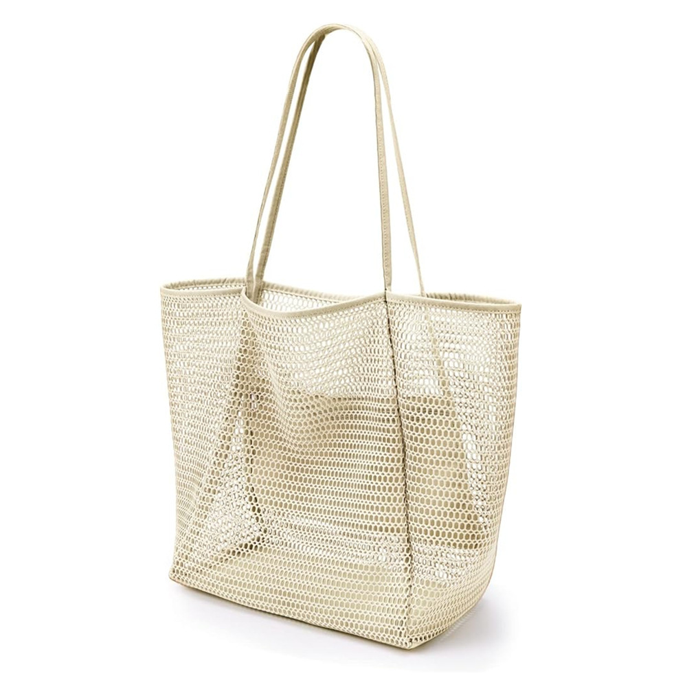 Folding beach bag mesh netting handbag women's shoulder bag summer outdoor travel play bag