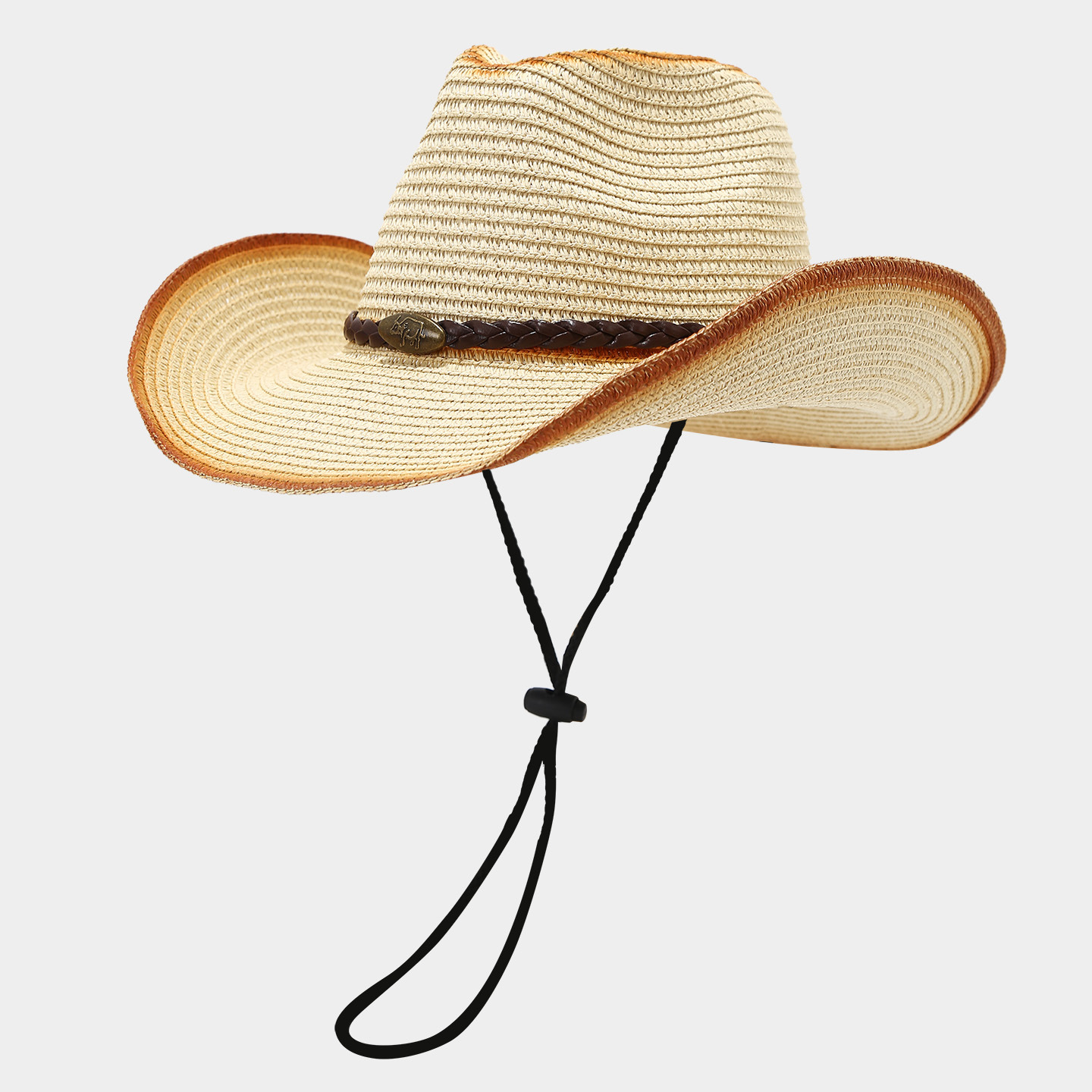 Spring/Summer New Outdoor Hat with Moldable Brim, Wide Brim Sun Hat for Men and Women, Western Cowboy Style Straw Hat Bucket Hat