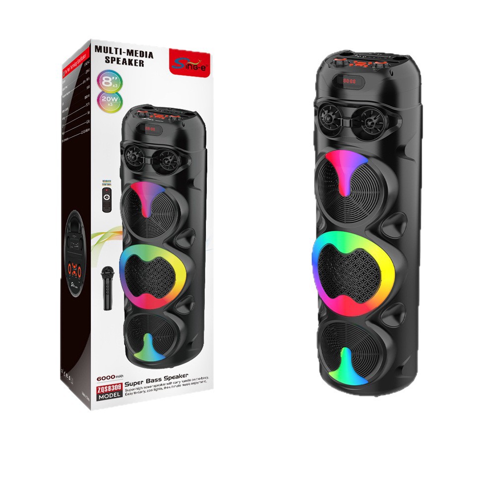 ZQS8309 Dedicated Karaoke Heavy Bass Knob High Volume Wireless Microphone Speaker Bluetooth Speaker