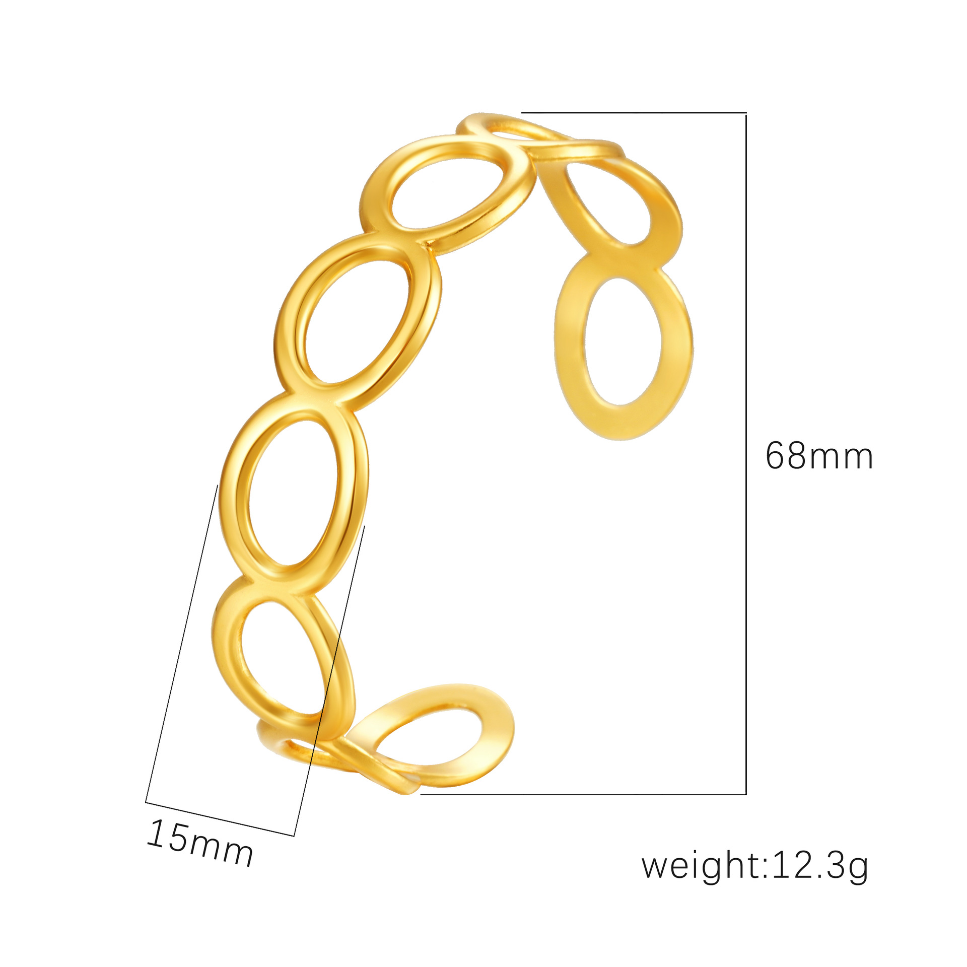 Exclusive stainless steel open bangle for women, C-shaped oil-pressed bracelet accessory