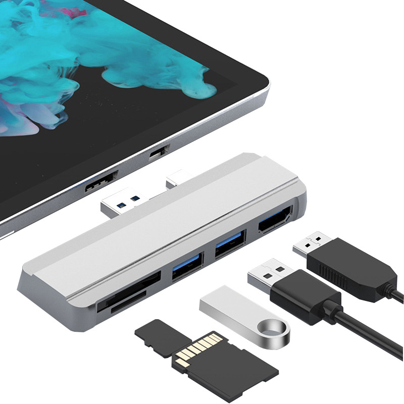 For Surface Pro 4/5/6 Docking Station USB to HDMI Screen Mirroring Card Reader Expansion Hub