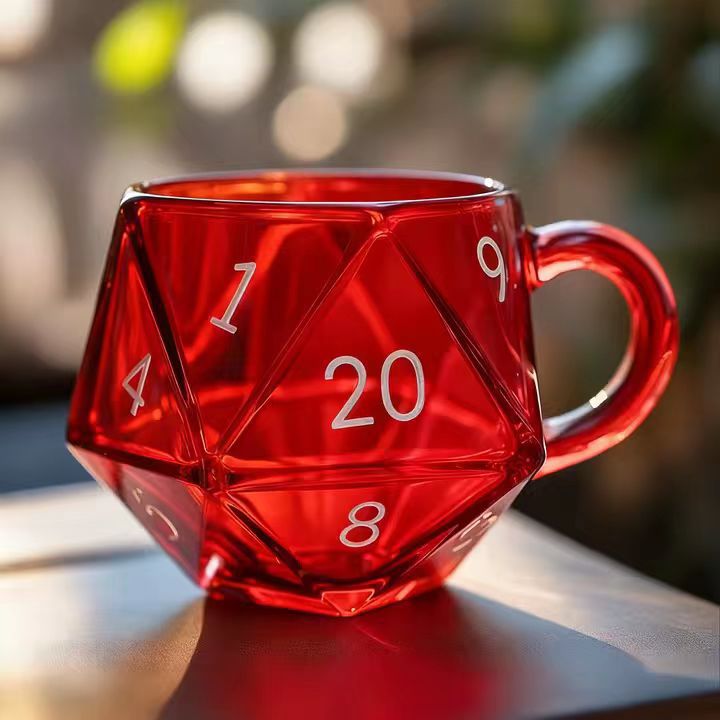 Dragons Rainbow D20 Dice Mug dragon rainbow D20 dice painted glass mug