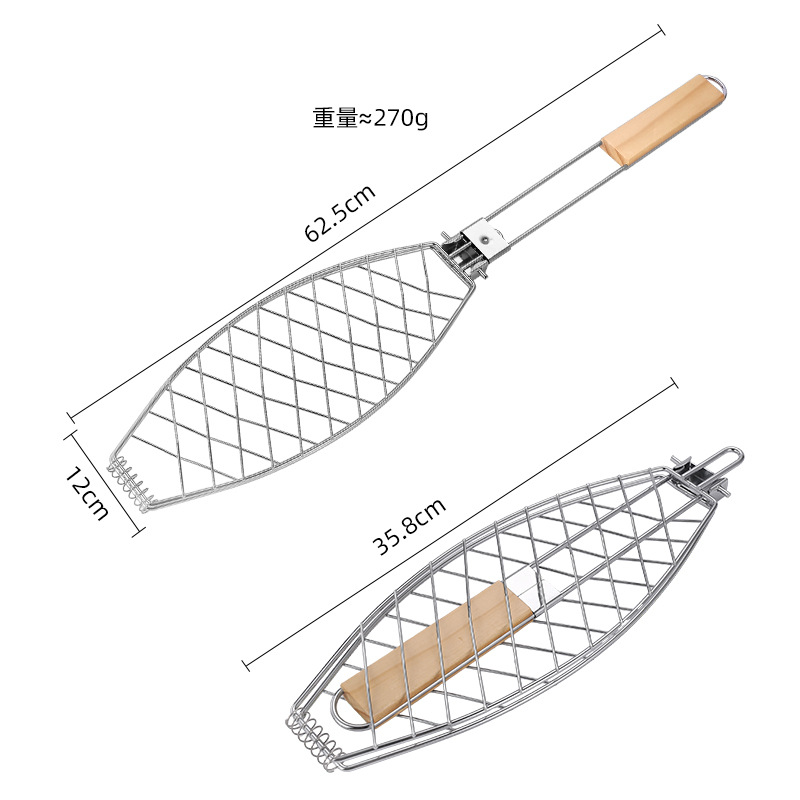 Grilled fish clip, detachable bbq grill net, household multifunctional burger clip, grilled fish clip, heat-resistant barbecue clip tool, thickened