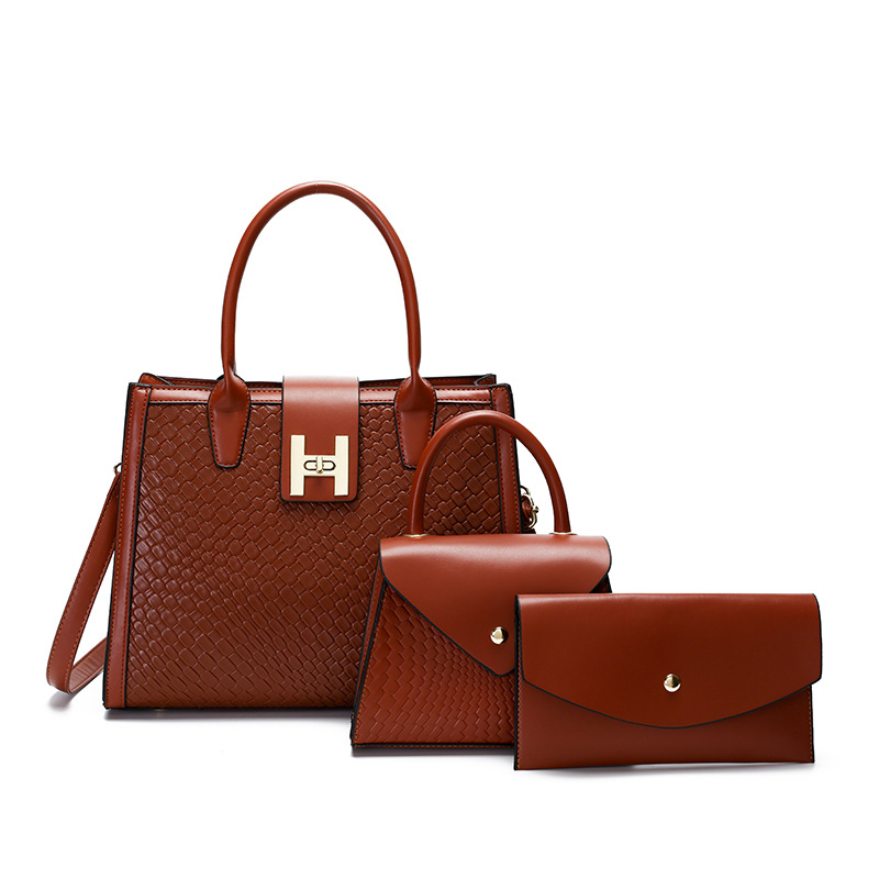 Multi-piece Set Mother-child Bag Women's 2025 New Large Capacity Shoulder Handbag Woven Texture Handbag Handbg