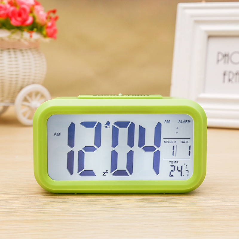 Smart Clock Alarm Clock Large Screen Ultra-Silent LED Electronic Clock Light Sensing Night Light Clock with Temperature