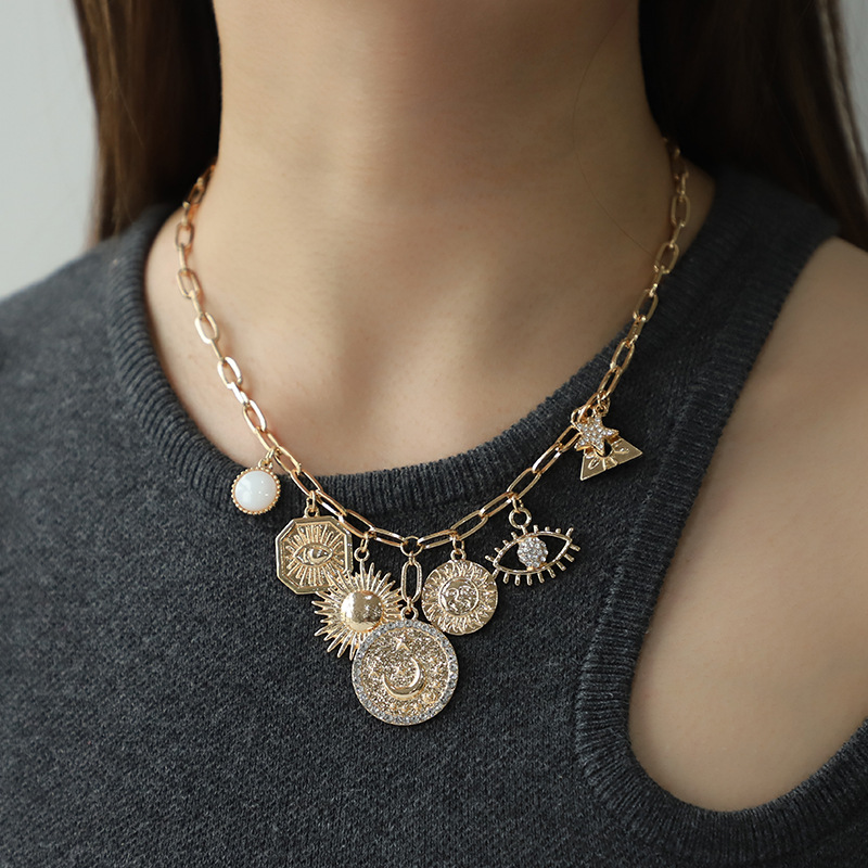 Kenjie original design ancient coin pendant for women, starry magic necklace bracelet earring set for women