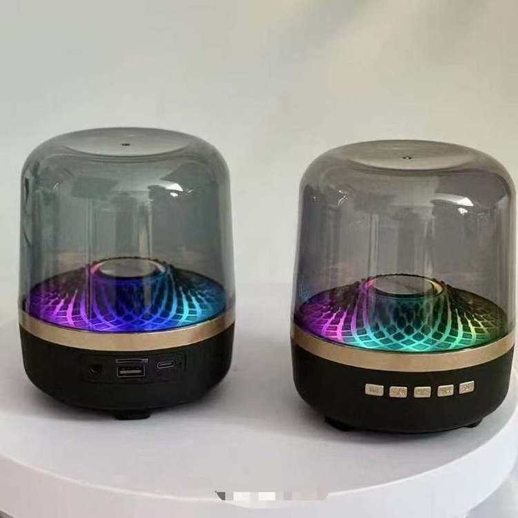 Black Gold RGB Light Portable Dual Battery Bluetooth Speaker Crystal Audio Shinco