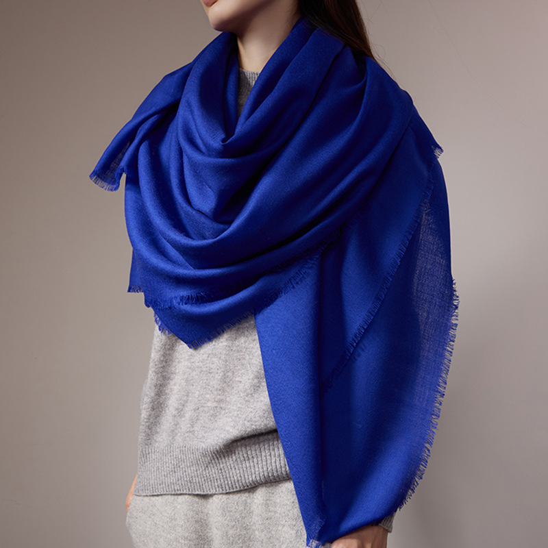 Inner Mongolia direct purchase 80s Australian wool scarf plain color shawl solid color cape two-in-one lightweight