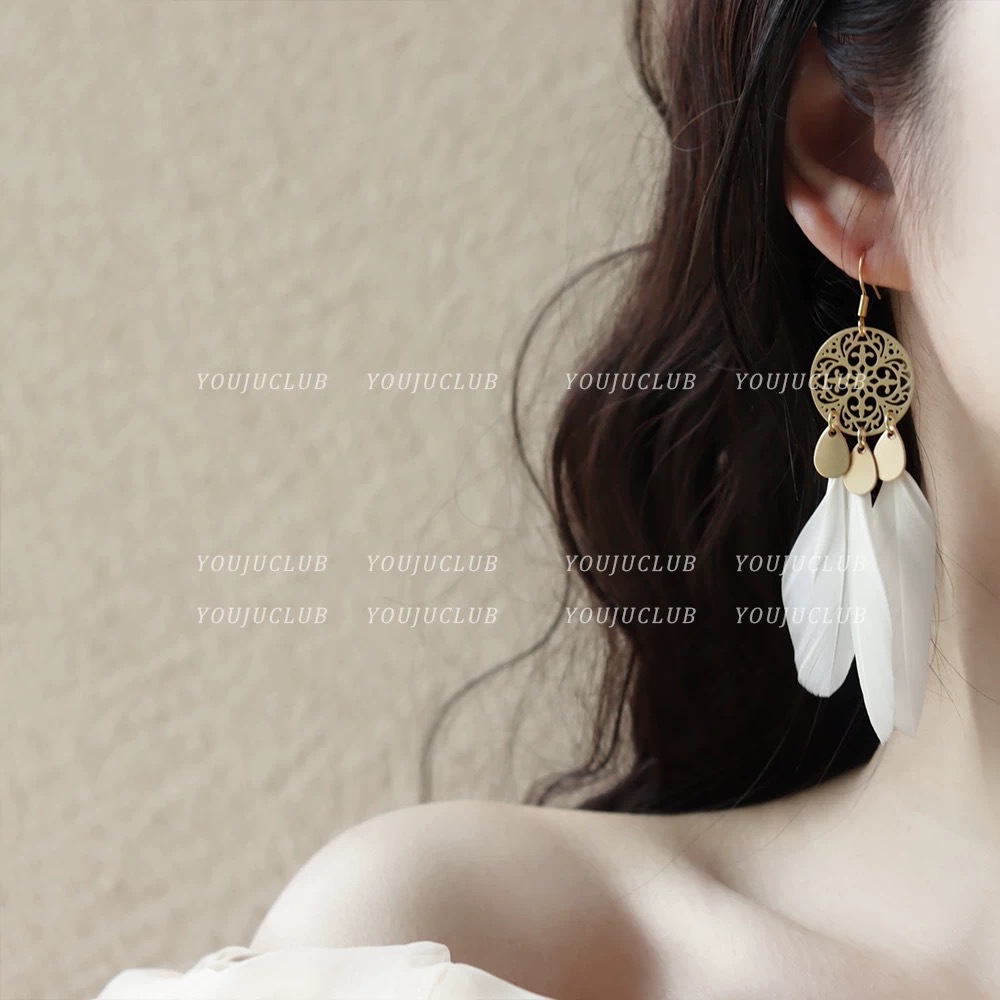 Bohemian Style Earrings Women Ethnic Ear Accessories Vacation Style Earrings Xinjiang Tibet Yunnan Exotic Tassel Accessories