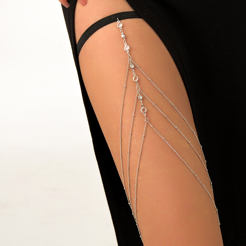 New Multi-Chain Leg Chain Gold Sexy Thigh Chain Women's Diamond Multi-Layer Clip Bead Body Chain