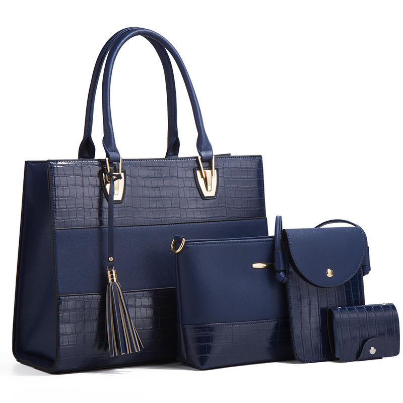 2026 new shoulder crossbody handbag crocodile pattern four-piece set mother-child bag