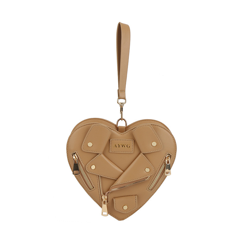 Heart Clothes Bag 2023 New Rivet Bags Girl Single Shoulder Crossbody Heart Bag for Women