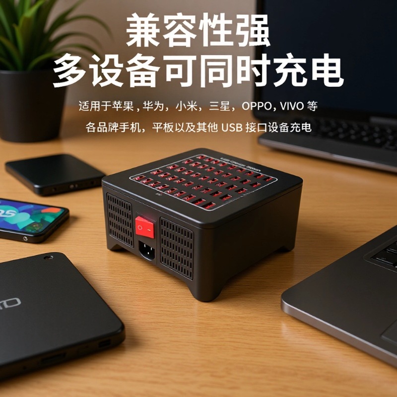 60-Port Power Adapter 300W Mobile Phone Charging Station Studio Office USB Multi-Port Desktop Charger
